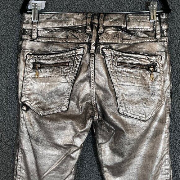 Robin's Jeans Motard Racer Metallic Zipper Moto Jeans - Men's Size 29*31 - Gold - Picture 5 of 12